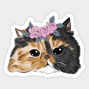 Black and Cream Cat Girl Head _ Bunniesmee Sticker